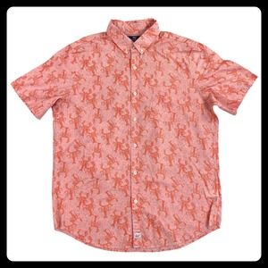 Vineyard Vines Murray Shirt Mens L Pink Cotton Lobster Crawfish Slim Fit 1W3045
